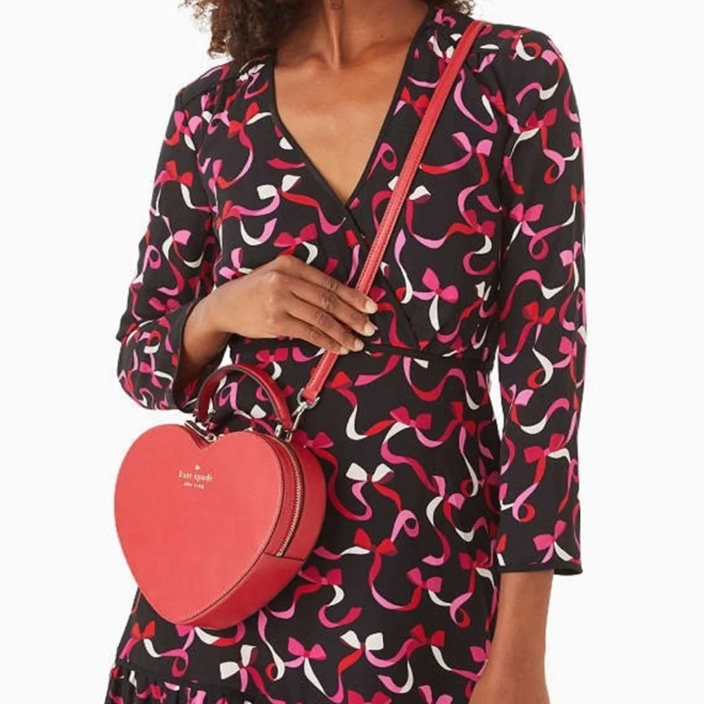 Kate Spade Love Shack Heart Crossbody Purse Leather Candied Cherry Red
